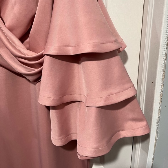 Shein Curve Cold Shoulder Flutter Sleeve Dress Dusty Rose Size 3X/18 - Picture 6 of 9